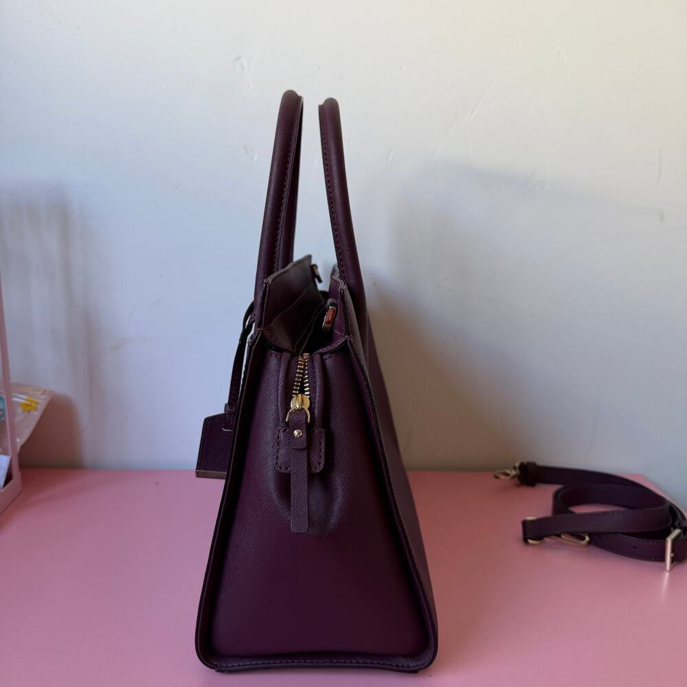 Kate Spade New York Cameron Street Perforated Candace Satchel in Deep Burgundy - Picture 5 of 11
